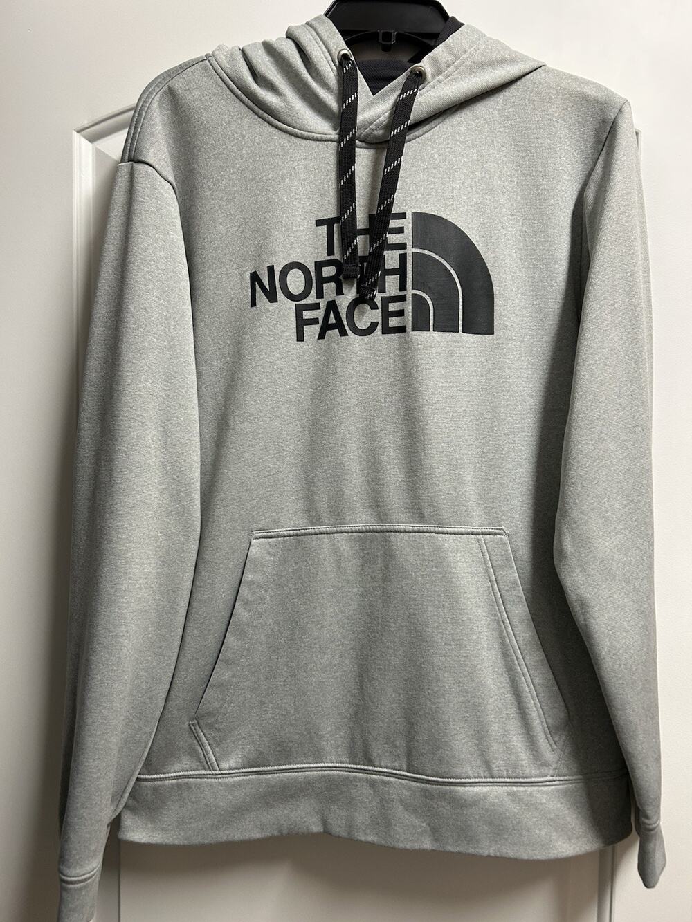 North Face Gray Hoodie Half Dome Logo Long Sleeve Pullover Sweatshirt Hood Large